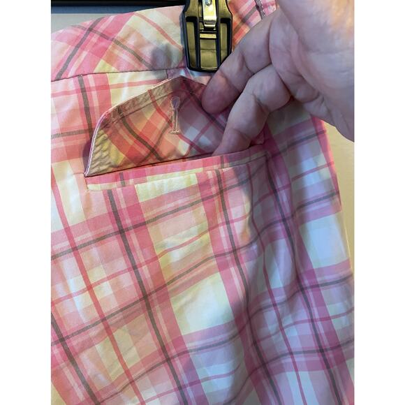Talbots Womens Pink white and yellow plaid bermuda, Sz 14P - Picture 4 of 11